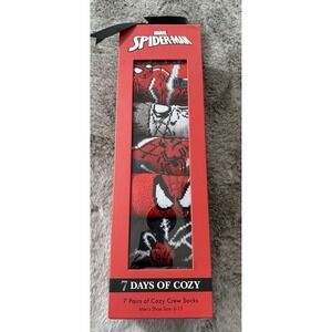 Marvel Spiderman socks set of 7pair days of cozy men's size 6-12 new‎
